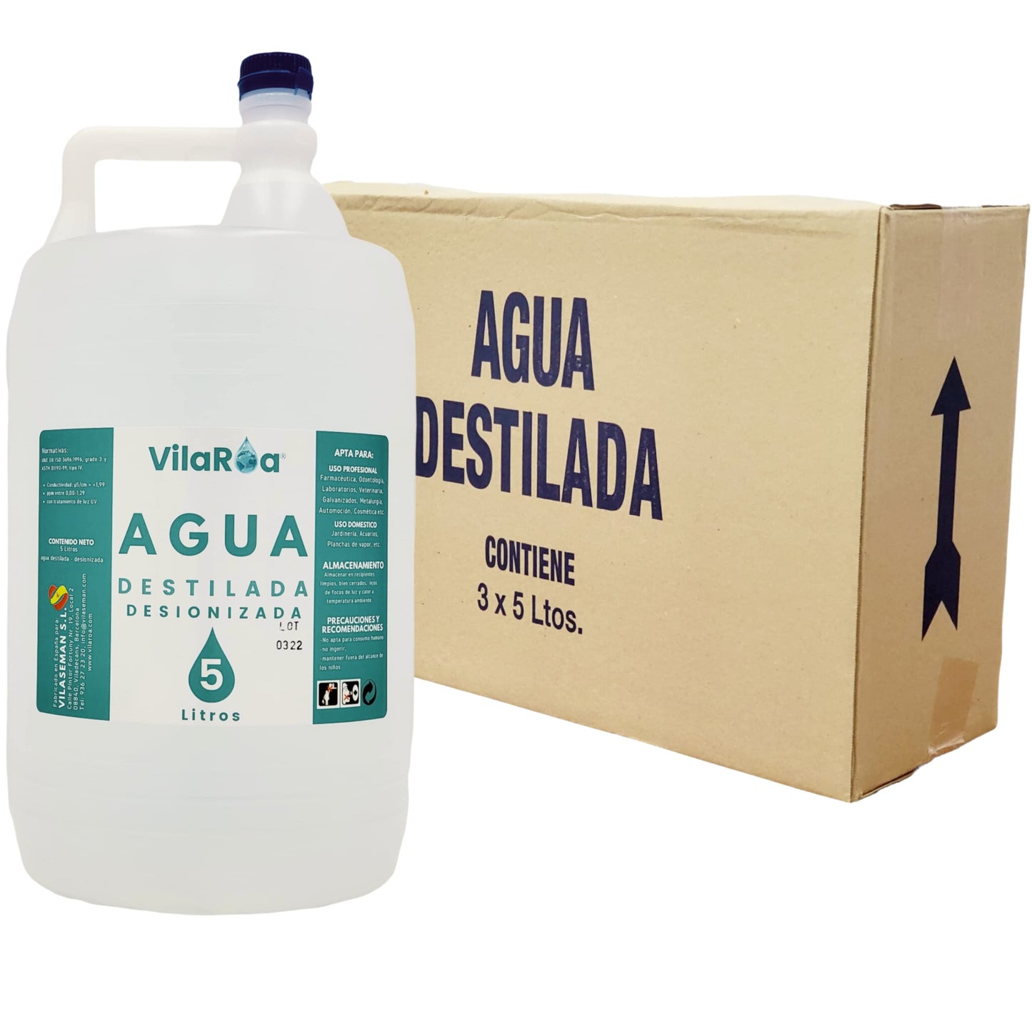VILAROA agua desionizada en garrafas de 5 litros