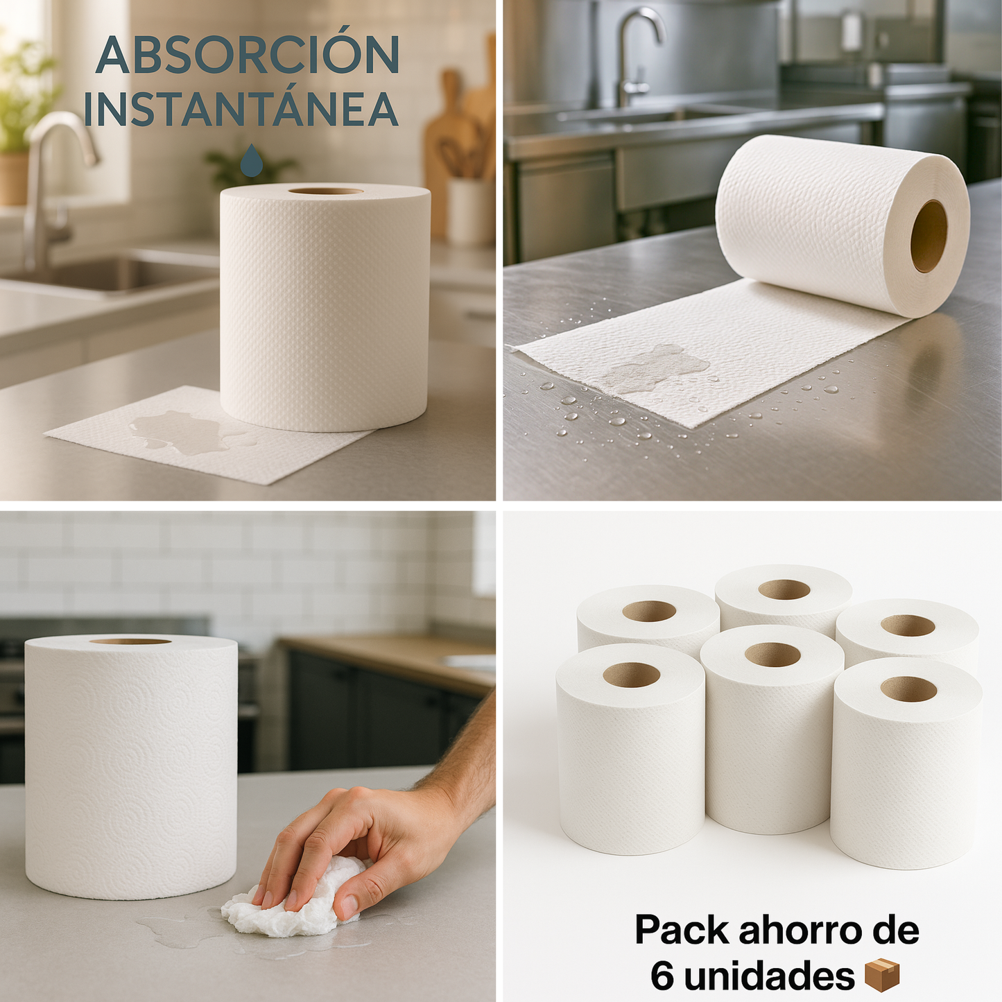Papel industrial secamanos doble capa 90 m – packs de 6, 12, 24 o 48 rollos