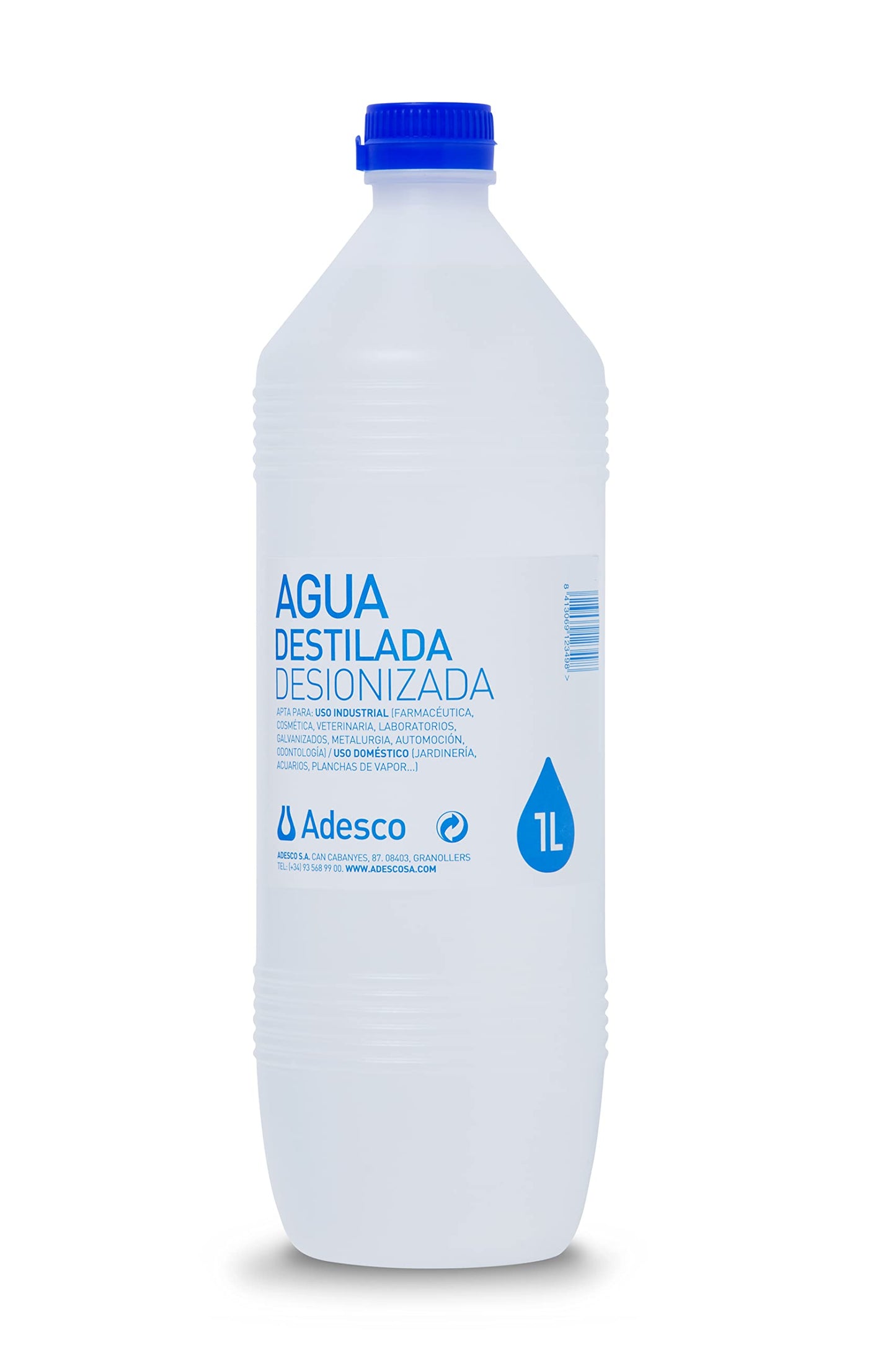 ADESCO Agua desionizada 1 L – packs de 1, 2, 4, 6 o 20 litros