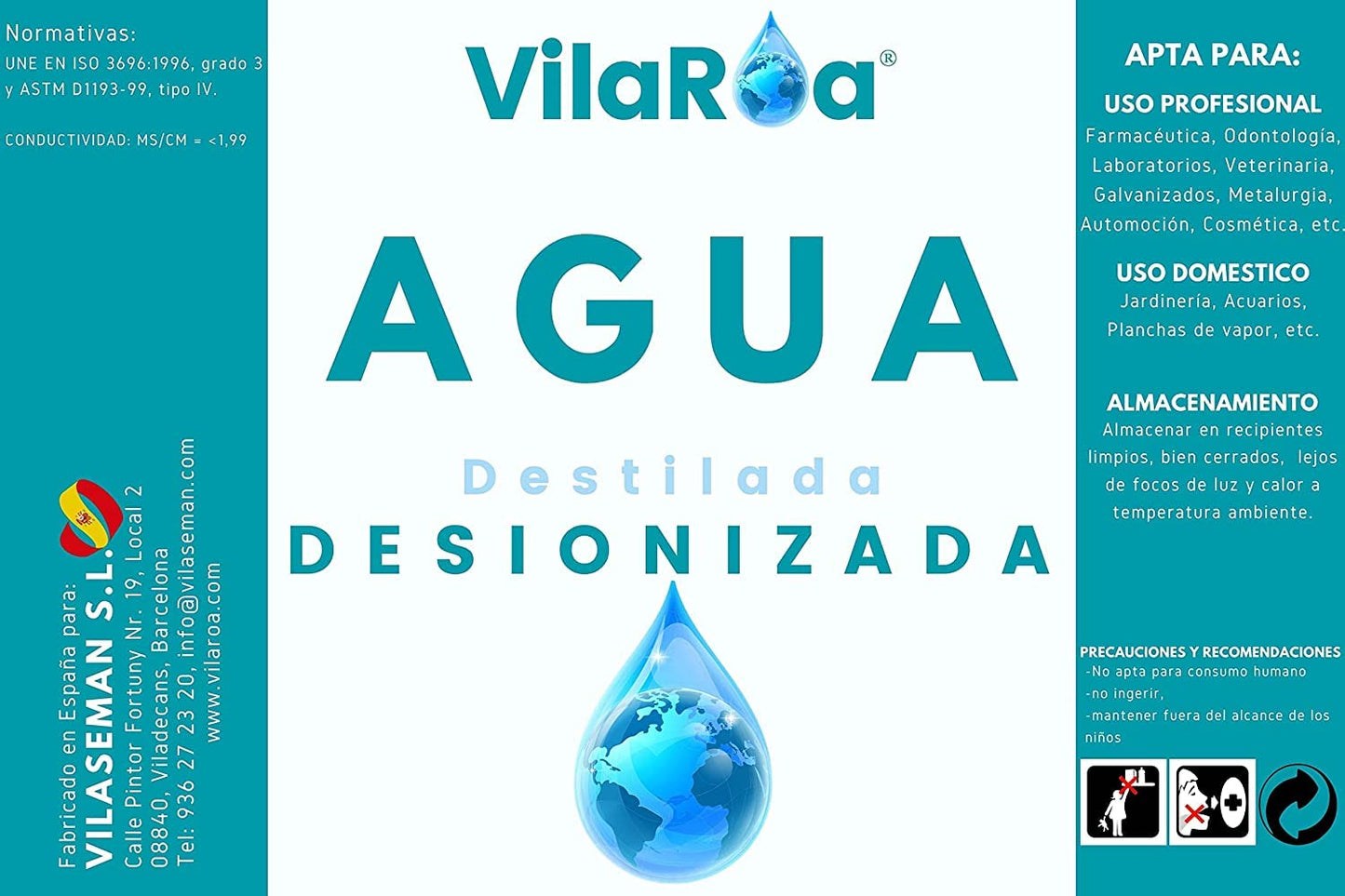 Características del agua desionizada VILAROA