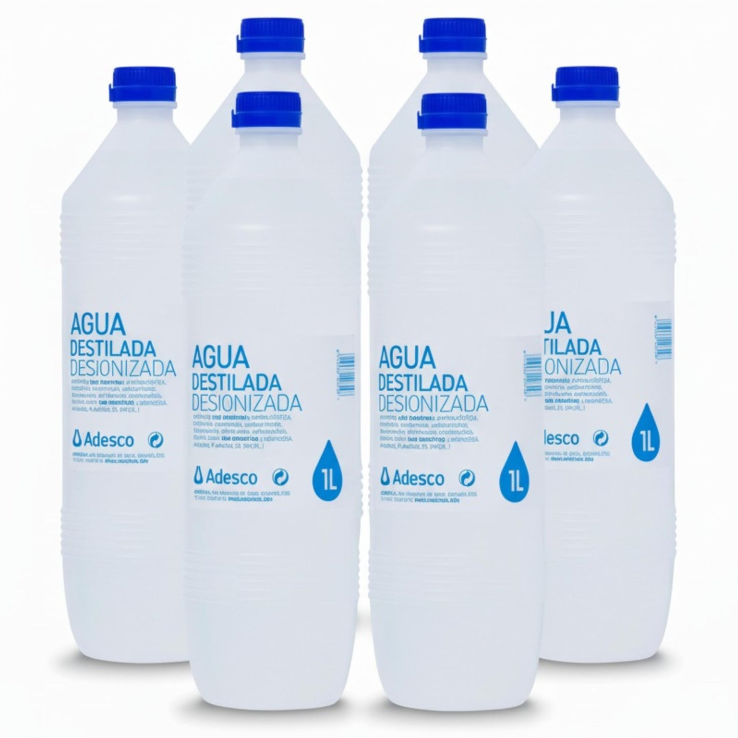 ADESCO Agua desionizada 1 L – packs de 1, 2, 4, 6 o 20 litros