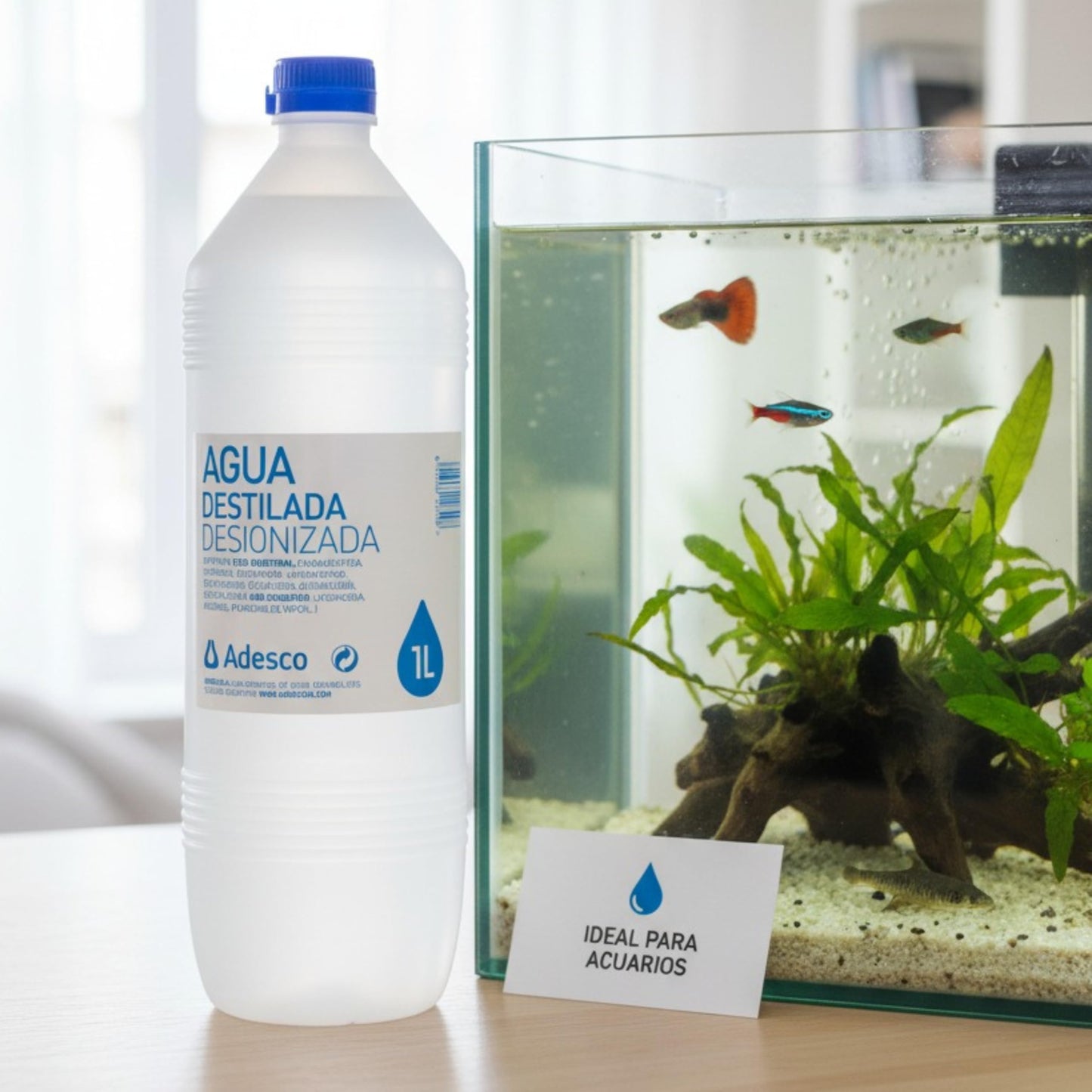 ADESCO Agua desionizada 1 L – packs de 1, 2, 4, 6 o 20 litros