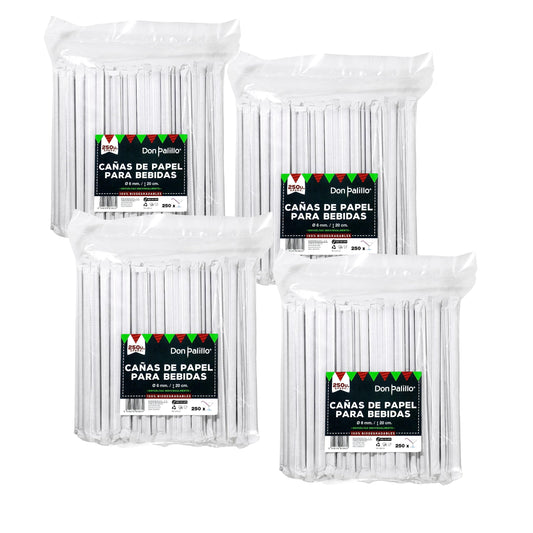 1000 pajitas de papel kraft individuales 200 x 6 mm – biodegradables