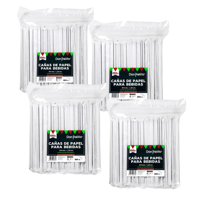 1000 pajitas de papel kraft individuales 200 x 6 mm – biodegradables