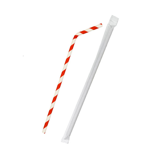 Don Palillo pajitas de papel flexibles de colores, envueltas individualmente, 23 cm, 250 unidades